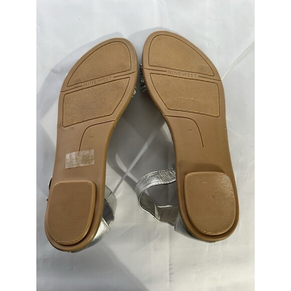 Women’s Silver Nine West Open Toe Closed Back Ankle Wrap Sandals Size 8 - Picture 7 of 7